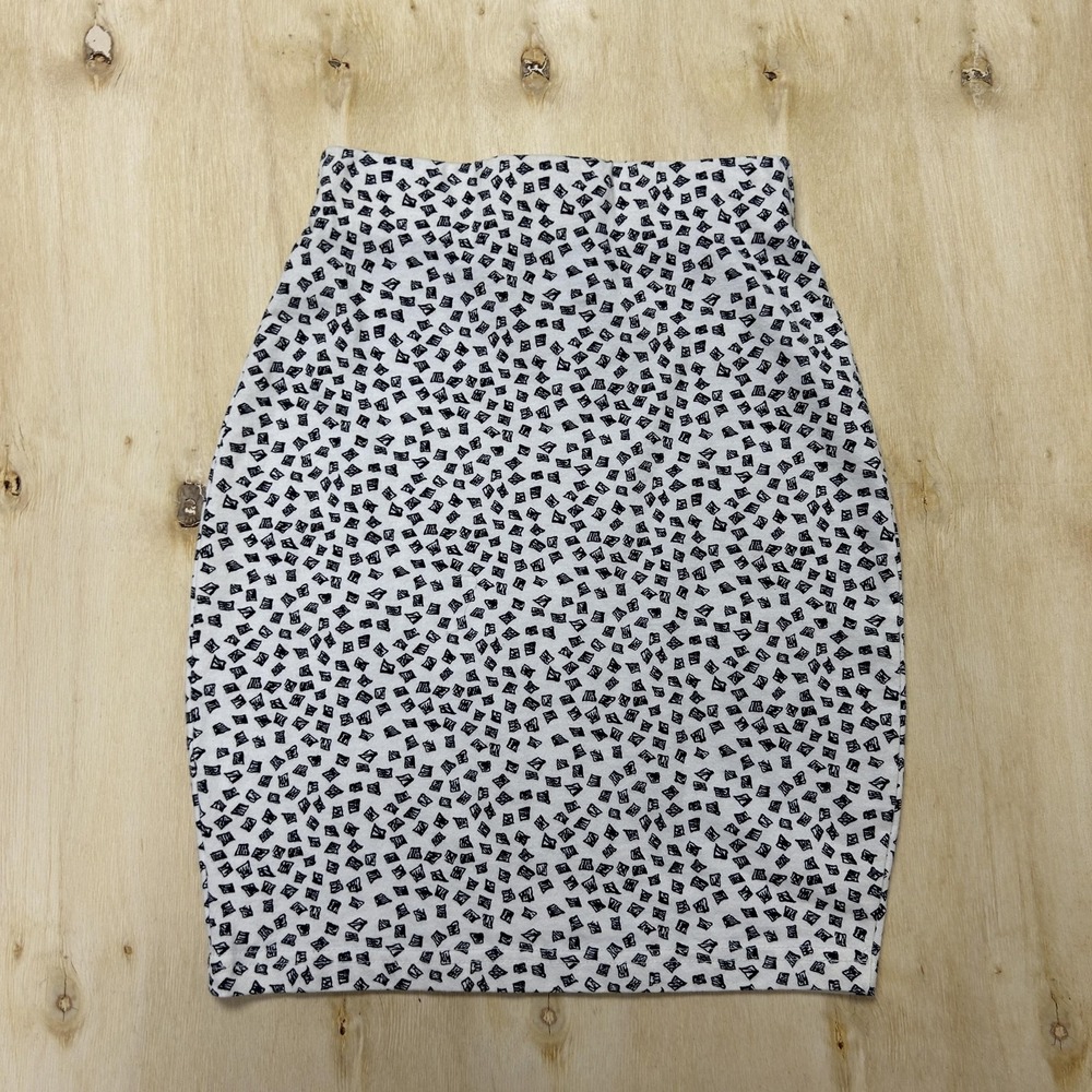 Vintage Stefano Skirt Womens Small White Geometric Pencil Stretch Elastic Mini